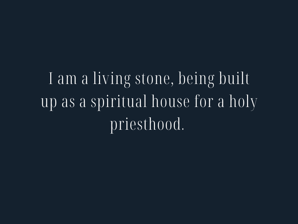 I am a living stone, being built up as a spiritual house for a holy priesthood