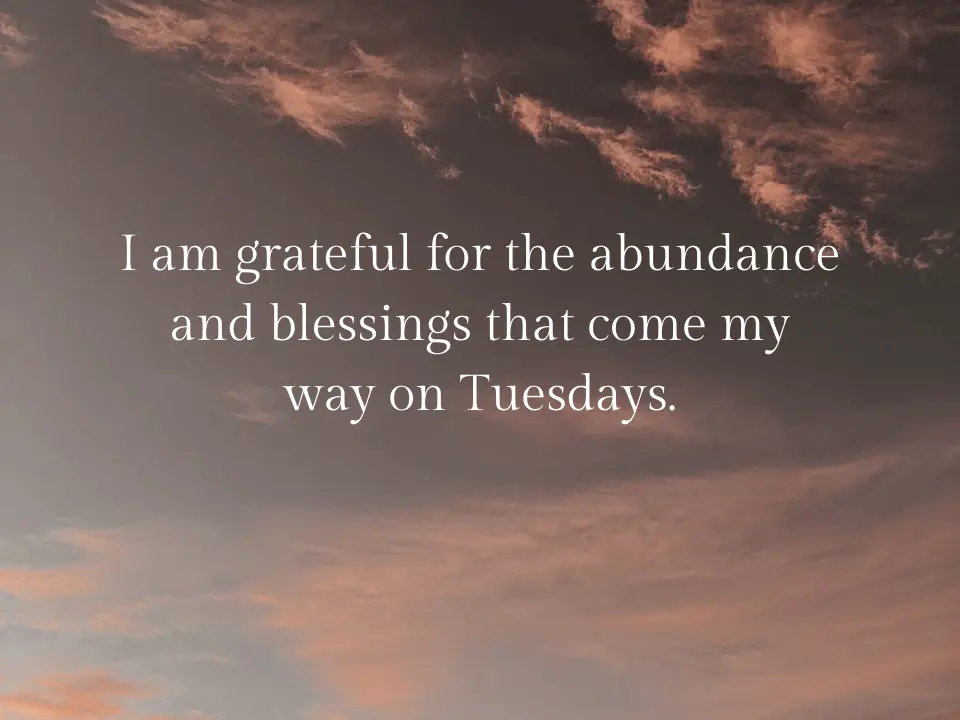 I am grateful for the abundance and blessings that come my way on Tuesdays